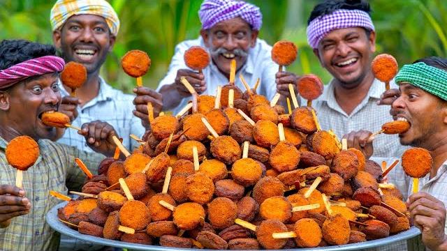 Candy chicken | chicken popsicle | crispy chicken snack recipe cooking in village | bread recipe Candy chicken | chicken popsicle | crispy chicken snack recipe cooking in village | bread recipe