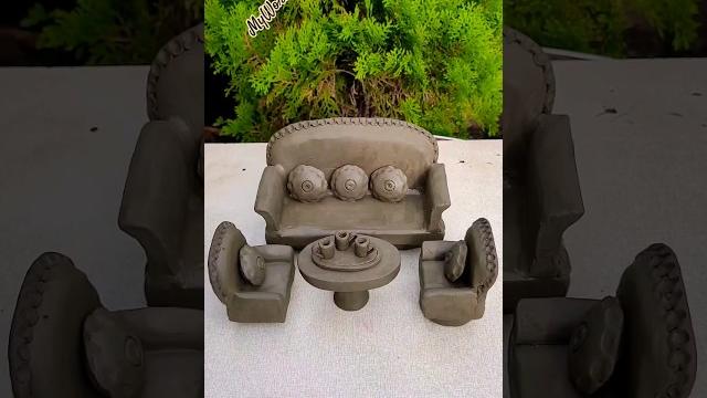 Miniature sofa sets making with clay #shorts Miniature sofa sets making with clay #shorts