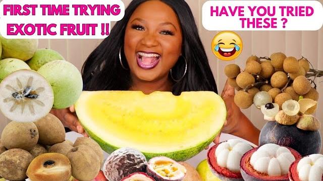 Exotic fruit mukbang | first time trying mangosteen , yellow watermelon , sapodilla , lychee Exotic fruit mukbang | first time trying mangosteen , yellow watermelon , sapodilla , lychee