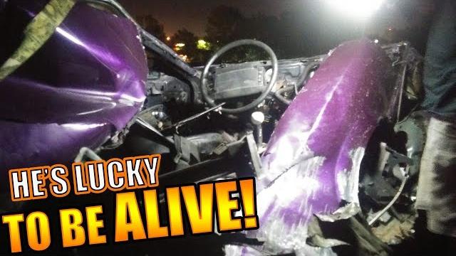 Mustang gets split in half during street race! Mustang gets split in half during street race!