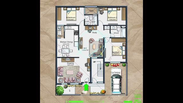 40×50 house plan, north facing, 3 bhk with car parking and front yard, 40*50 home design #instyle 40×50 house plan, north facing, 3 bhk with car parking and front yard, 40*50 home design #instyle