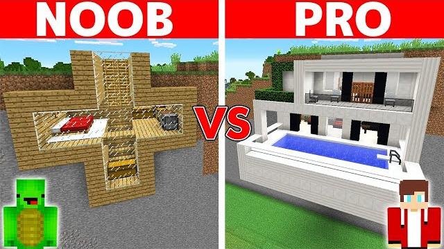 Minecraft noob vs pro: safest cliff house build challenge Minecraft noob vs pro: safest cliff house build challenge