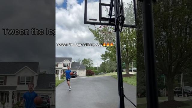 Tween the legs self ally-oop! #ballislife #basketball #fyp #viral #hooper #aau #shorts #dunk #insane Tween the legs self ally-oop! #ballislife #basketball #fyp #viral #hooper #aau #shorts #dunk #insane