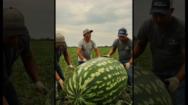 Giant watermelon — look how farmers pick it Giant watermelon — look how farmers pick it