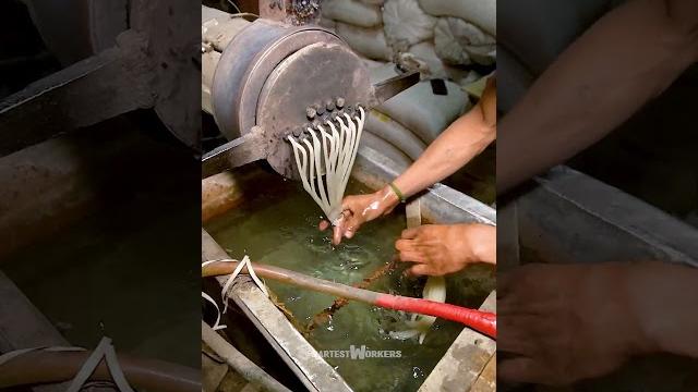 Recycling waste plastic to make white pellets Recycling waste plastic to make white pellets