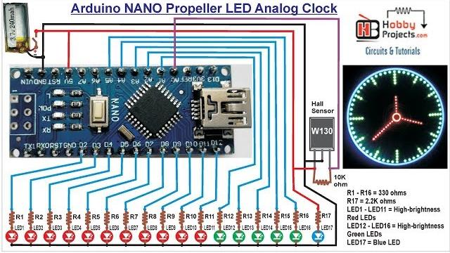 Arduino nano propeller led analog clock Arduino nano propeller led analog clock