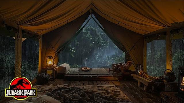 Jurassic park ambience | camping in forest with rain on tent sound, dinosaur rampage | sleep well Jurassic park ambience | camping in forest with rain on tent sound, dinosaur rampage | sleep well