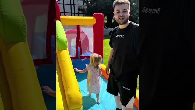 Surprising daughter with giant slide Surprising daughter with giant slide