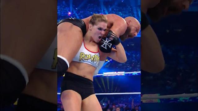 Ronda rousey wasn't backing down from anyone at #wrestlemania 34 Ronda rousey wasn't backing down from anyone at #wrestlemania 34
