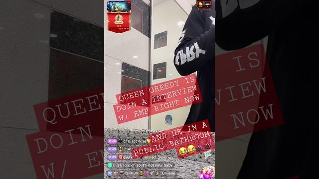 #bigolive #queengreedy is live doin a interview w/emp & #kinggreedy is in a public bathroom rollin #bigolive #queengreedy is live doin a interview w/emp & #kinggreedy is in a public bathroom rollin