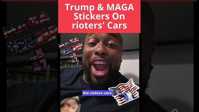 Maga & trump stickers on california rioters' cars Maga & trump stickers on california rioters' cars