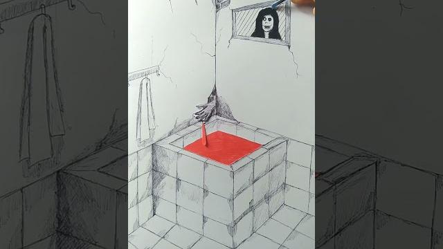 Pop up kamar mandi hantu | creepy bathroom #shorts #drawing #horror Pop up kamar mandi hantu | creepy bathroom #shorts #drawing #horror