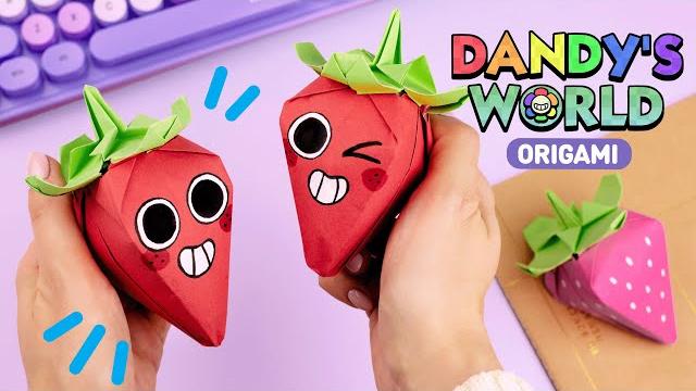 Оригами клубника сквиши из бумаги | dandy's world sprout | origami paper squishy strawberry Оригами клубника сквиши из бумаги | dandy's world sprout | origami paper squishy strawberry