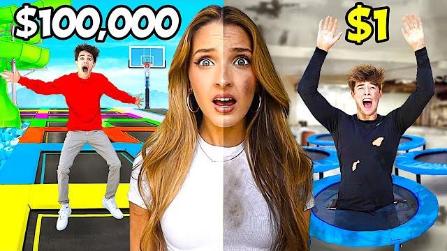 $1 vs $100,000 trampoline park challenge!! $1 vs $100,000 trampoline park challenge!!