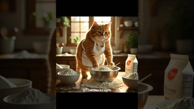 Chubby orange cat makes bread like a pro Chubby orange cat makes bread like a pro