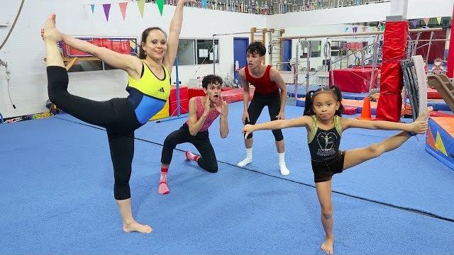 Who will win? (family gymnastics challenge) Who will win? (family gymnastics challenge)