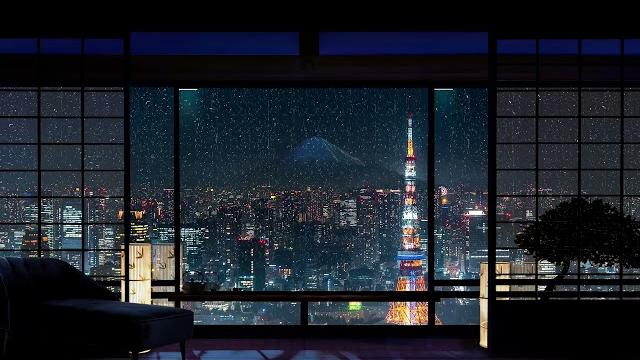 Rain over tokyo w distant rolling thunder sounds for sleep, study, relaxation | asmr 4k Rain over tokyo w distant rolling thunder sounds for sleep, study, relaxation | asmr 4k