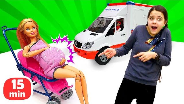 Кукла барби: беременность, прическа и ванна! видео про игрушки для девочек с barbie - все серии Кукла барби: беременность, прическа и ванна! видео про игрушки для девочек с barbie - все серии