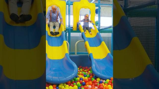 Blippi goes down the slide with a friend! #shorts | indoor playground | educational videos for kids Blippi goes down the slide with a friend! #shorts | indoor playground | educational videos for kids