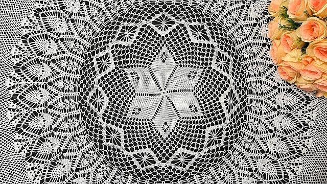 Crochet tablecloth, flora, part 2 of 5 (20-29 row) Crochet tablecloth, flora, part 2 of 5 (20-29 row)
