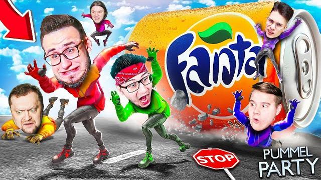 Я плачу от смеха! убеги от гигантской банки фанты чтобы выжить! угар банды ютуба в pummel party Я плачу от смеха! убеги от гигантской банки фанты чтобы выжить! угар банды ютуба в pummel party