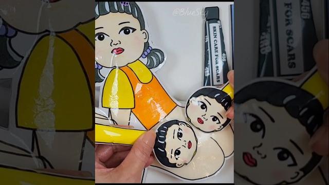 Squid game young-hee butt skin care #asmr #papercraft Squid game young-hee butt skin care #asmr #papercraft