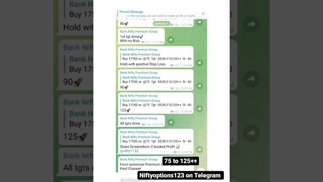 Premium nifty and banknifty live calls.. search niftyoptions123 on telegram to check live work.. Premium nifty and banknifty live calls.. search niftyoptions123 on telegram to check live work..