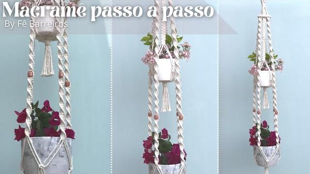 Suporte duplo para plantas em macramê | tutorial passo a passo | macrame plant hanger tutorial Suporte duplo para plantas em macramê | tutorial passo a passo | macrame plant hanger tutorial