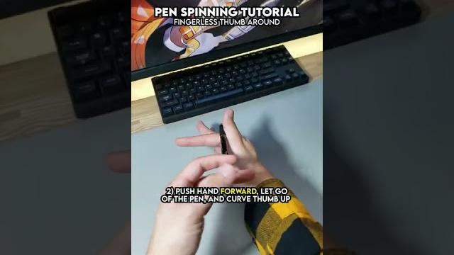 Fingerless thumb around pen spinning tutorial #shorts Fingerless thumb around pen spinning tutorial #shorts