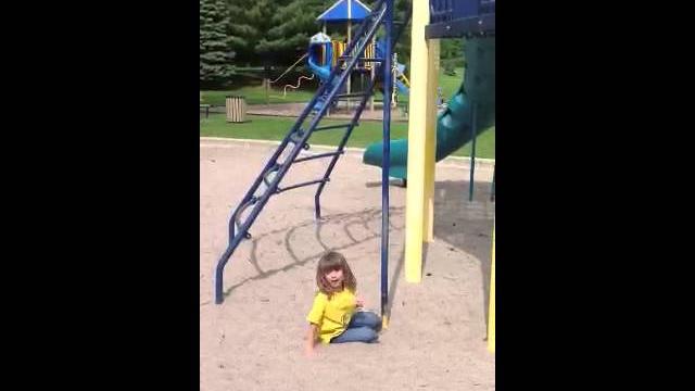Oops, zoe let's go of the fire pole! Oops, zoe let's go of the fire pole!