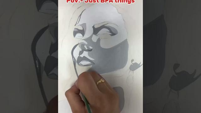 Portrait of a girl in black and white tones #postercolour #bfa #artist #art #portrait #painting Portrait of a girl in black and white tones #postercolour #bfa #artist #art #portrait #painting