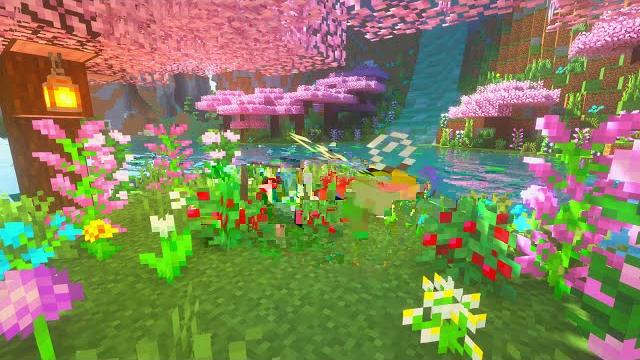Minecraft cherry blossom lake ambience with lofi mix Minecraft cherry blossom lake ambience with lofi mix