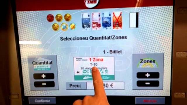 Barcelona,spain metro- buying tickets from automated vending machine, choose t10 to save money Barcelona,spain metro- buying tickets from automated vending machine, choose t10 to save money