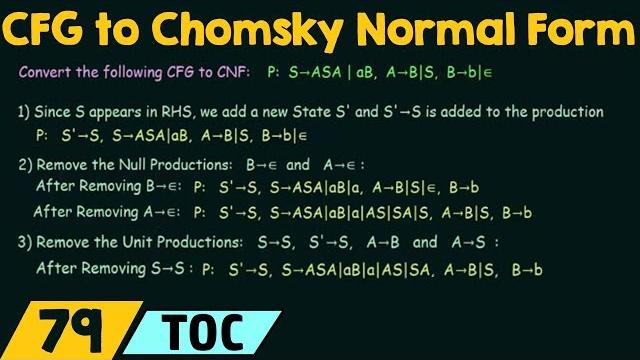 Conversion of cfg to chomsky normal form Conversion of cfg to chomsky normal form