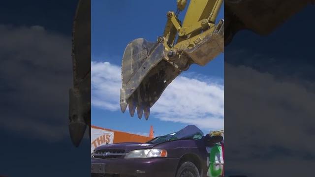 Blippi crushes a car with an excavator! #shorts Blippi crushes a car with an excavator! #shorts
