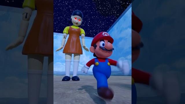 Squid game dolls destroy mario Squid game dolls destroy mario