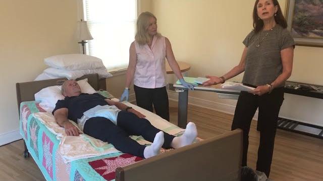 Changing an absorbent brief for a bed bound patient Changing an absorbent brief for a bed bound patient