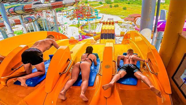 Waterslides at aquapark nessebar in bulgaria Waterslides at aquapark nessebar in bulgaria