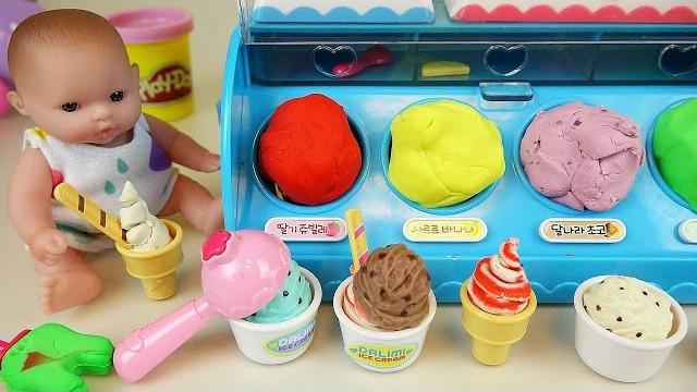 Baby doll ice cream shop and play doh ice cream toys Baby doll ice cream shop and play doh ice cream toys