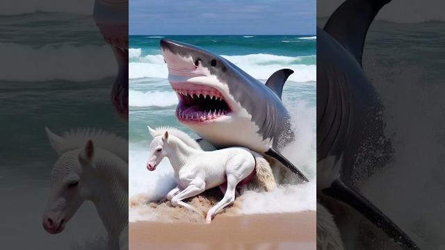 Big shark attack on a baby horse #horse #shark #whale #seaanimals #babyanimal #weakanimals Big shark attack on a baby horse #horse #shark #whale #seaanimals #babyanimal #weakanimals