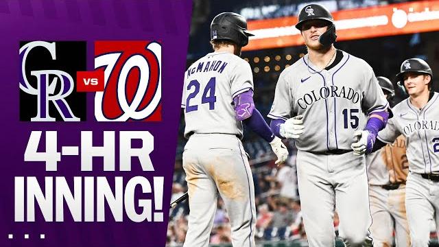 Full inning: rockies hit 4 of their 7 home runs! (tied franchise record for their most hr in 1 game) Full inning: rockies hit 4 of their 7 home runs! (tied franchise record for their most hr in 1 game)