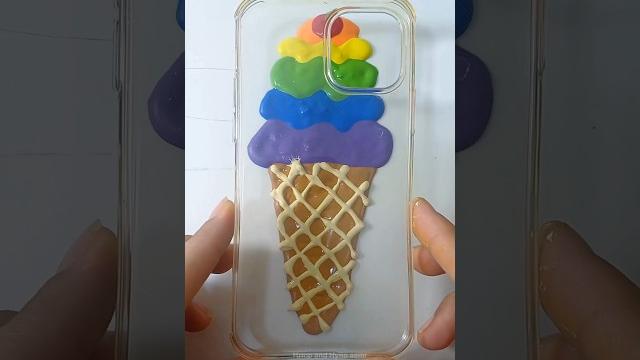 Satisfying phone case painting with rainbow colour icecream || #art #drawing #painting #shorts Satisfying phone case painting with rainbow colour icecream || #art #drawing #painting #shorts