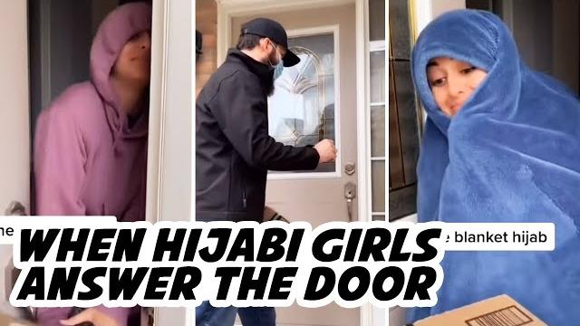 When hijabi girls answer the door #shorts When hijabi girls answer the door #shorts