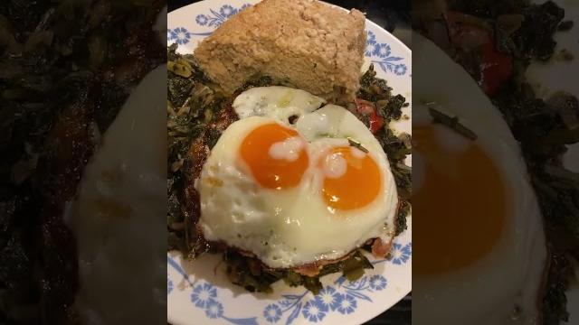 Lunch/dinner is served: fufu/ugali of oatmeal, spinach, kale, and 2 sunny side up eggs! enjoy! Lunch/dinner is served: fufu/ugali of oatmeal, spinach, kale, and 2 sunny side up eggs! enjoy!