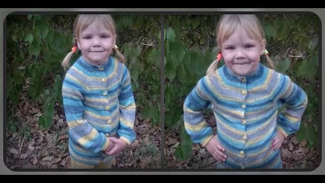 Кофта спицами на 5 - 6 лет, регланом сверху Кофта спицами на 5 - 6 лет, регланом сверху