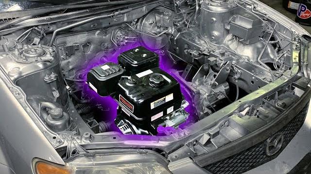 Harbor freight engine swap in a car! Harbor freight engine swap in a car!