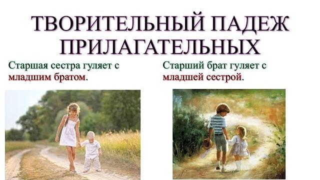 Творительный падеж прилагательных Творительный падеж прилагательных