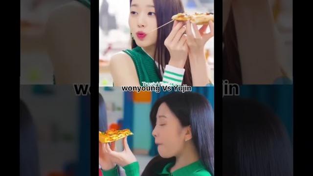 Wonyoung vs yujin viral "eating pizza" cf Wonyoung vs yujin viral "eating pizza" cf