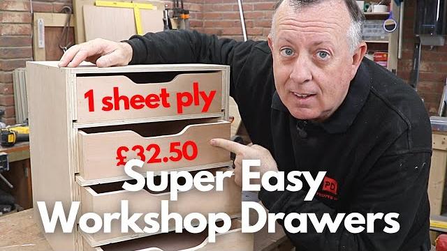 How to make easy workshop drawers from 1 sheet of plywood with basic tools - free cutting list How to make easy workshop drawers from 1 sheet of plywood with basic tools - free cutting list