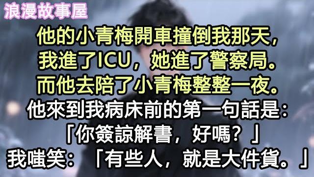 他的小青梅開車撞倒我那天,我進了icu,她進了警察局。而他去陪了小青梅整整一夜。他來到我病床前的第一句話是:「你簽諒解書,好嗎?」我嗤笑:「有些人,就是大件貨。」#小說 #有聲書 #情感 #大女主 他的小青梅開車撞倒我那天,我進了icu,她進了警察局。而他去陪了小青梅整整一夜。他來到我病床前的第一句話是:「你簽諒解書,好嗎?」我嗤笑:「有些人,就是大件貨。」#小說 #有聲書 #情感 #大女主